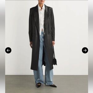 Frame NWOT 4 Tailored Leather Coat Black Double Breasted